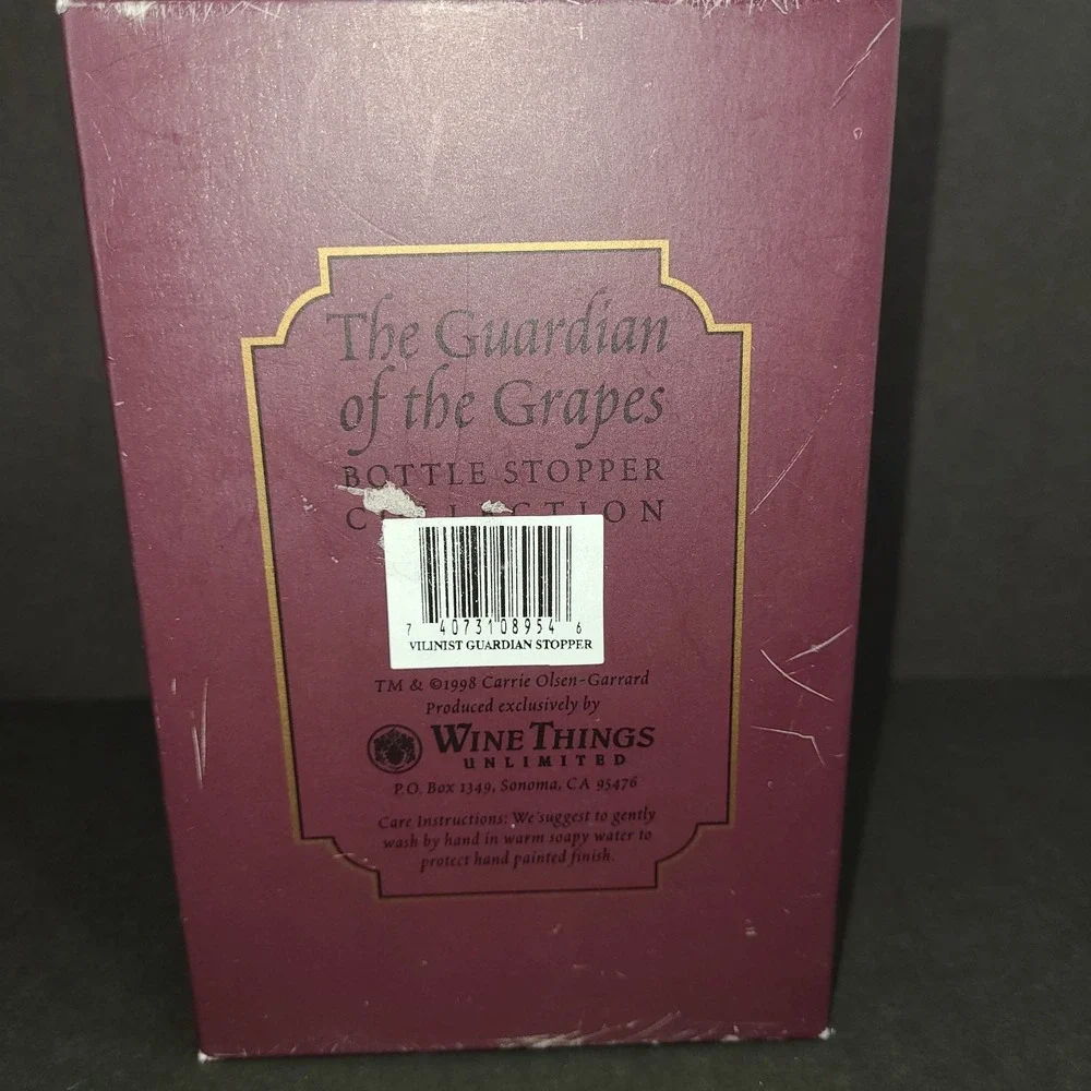 Guardian of the Grapes Bottle Stopper by Carrie Olsen-Garrard 1998 Violin NIB